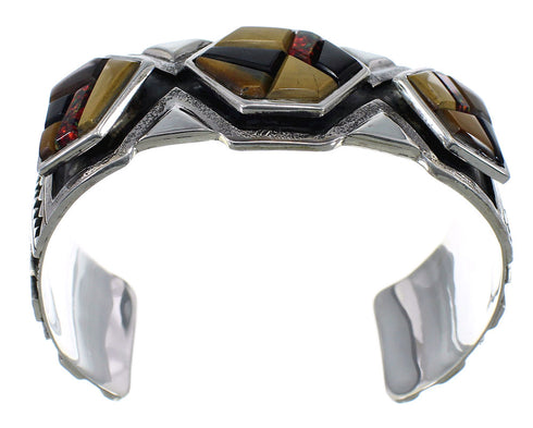 Authentic Sterling Silver Multicolor Southwest Cuff Bracelet CX49161
