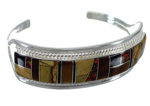 Multicolor Authentic Sterling Silver Southwest Cuff Bracelet CX49196