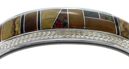Multicolor Authentic Sterling Silver Southwest Cuff Bracelet CX49196