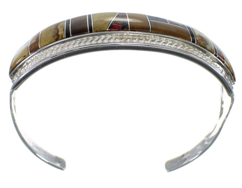 Multicolor Authentic Sterling Silver Southwest Cuff Bracelet CX49196