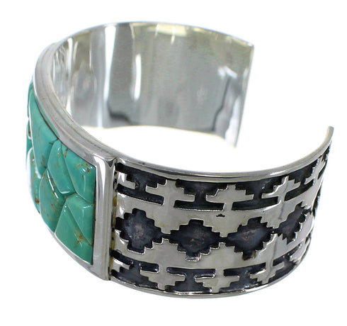 Genuine Sterling Silver Turquoise Substantial Cuff Bracelet CX49252