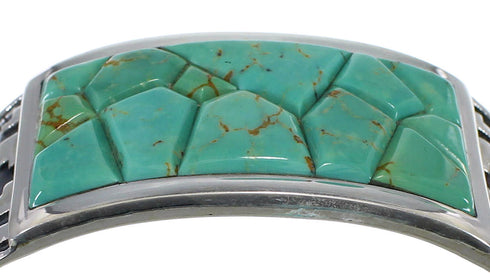 Genuine Sterling Silver Turquoise Substantial Cuff Bracelet CX49252