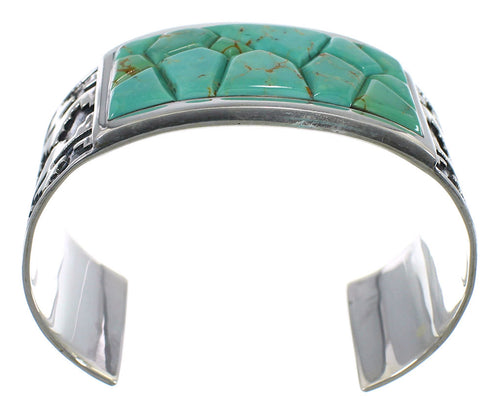 Genuine Sterling Silver Turquoise Substantial Cuff Bracelet CX49252