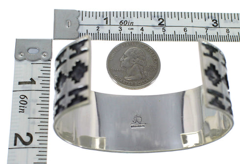 Genuine Sterling Silver Turquoise Substantial Cuff Bracelet CX49252