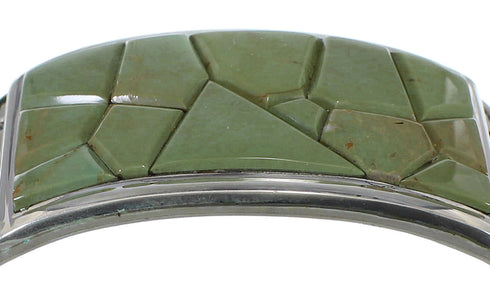 Turquoise Inlay Sterling Silver Substantial Cuff Bracelet CX49265