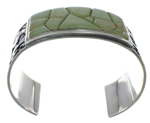 Turquoise Inlay Sterling Silver Substantial Cuff Bracelet CX49265