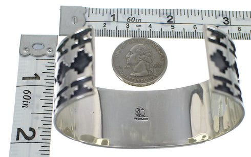 Turquoise Inlay Sterling Silver Substantial Cuff Bracelet CX49265