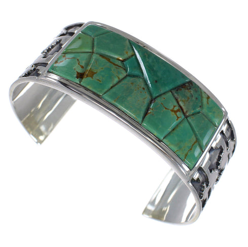 Turquoise Sterling Silver Sturdy Southwest Cuff Bracelet CX49272