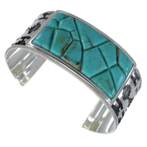 Sterling Silver Turquoise Well-Built Southwest Cuff Bracelet CX49274
