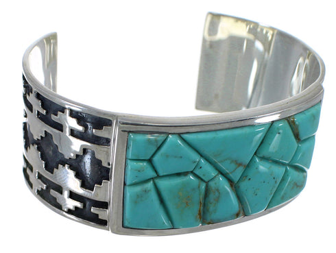 Sterling Silver Turquoise Well-Built Southwest Cuff Bracelet CX49274