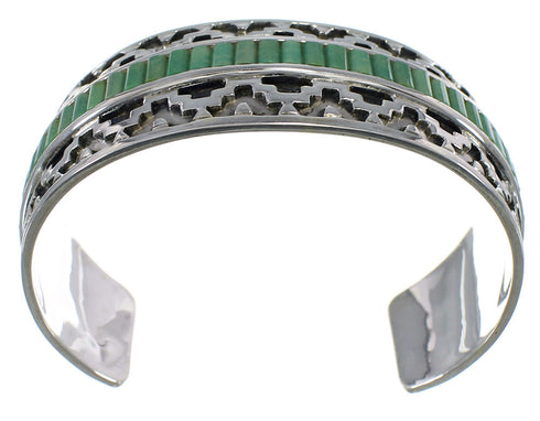 Southwest Turquoise Inlay Sterling Silver Heavy Cuff Bracelet CX49291