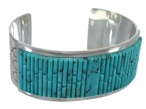 Southwest Genuine Sterling Silver Turquoise Cuff Bracelet CX49435