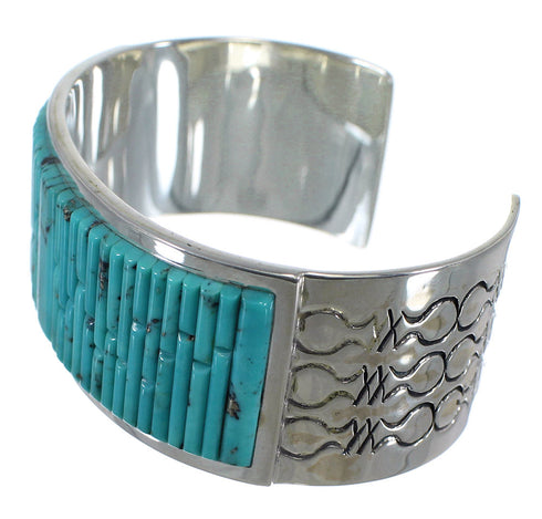 Southwest Genuine Sterling Silver Turquoise Cuff Bracelet CX49435