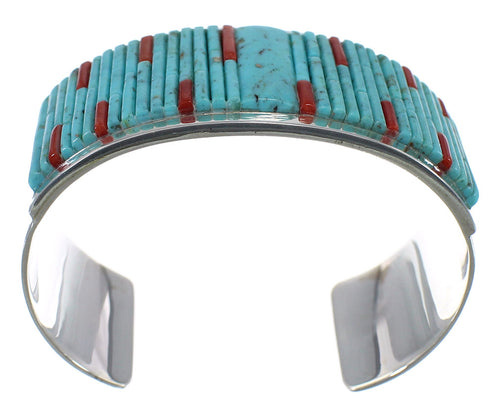 Sterling Silver Southwest Turquoise And Coral Cuff Bracelet CX49440