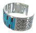 Southwest Sterling Silver Turquoise And Coral Cuff Bracelet CX49441