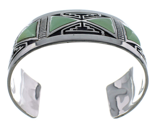 Turquoise Inlay Sterling Silver Southwestern Cuff Bracelet CX49454