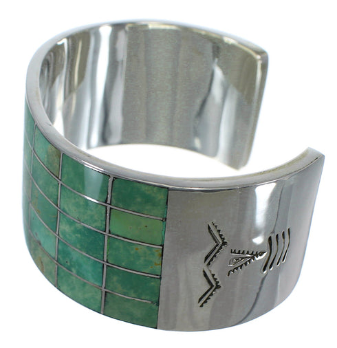 Turquoise Inlay Sterling Silver Southwestern Cuff Bracelet CX49535