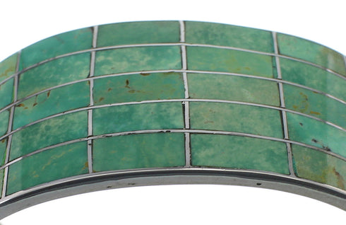 Turquoise Inlay Sterling Silver Southwestern Cuff Bracelet CX49535