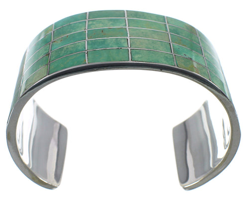 Turquoise Inlay Sterling Silver Southwestern Cuff Bracelet CX49535