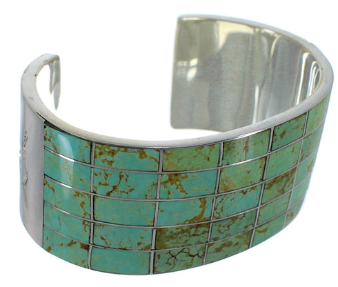 Sterling Silver Turquoise Inlay Southwestern Cuff Bracelet CX49537