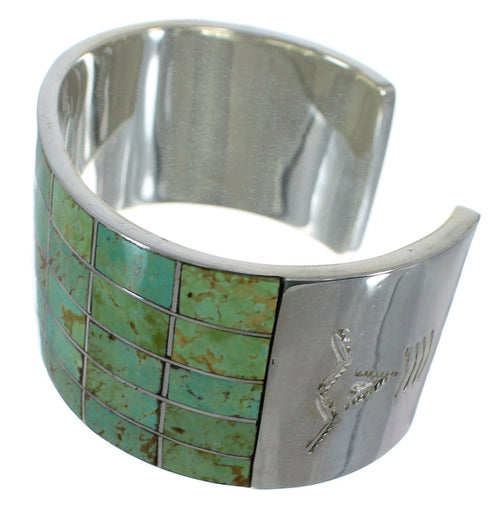Sterling Silver Turquoise Inlay Southwestern Cuff Bracelet CX49537