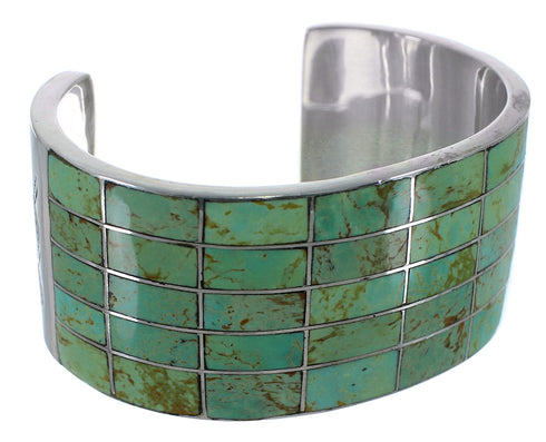Sterling Silver Southwestern Turquoise Inlay Cuff Bracelet CX49539