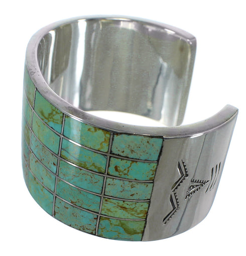 Sterling Silver Southwestern Turquoise Inlay Cuff Bracelet CX49539
