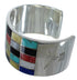 Sterling Silver Multicolor Inlay Southwest Cuff Bracelet CX49549