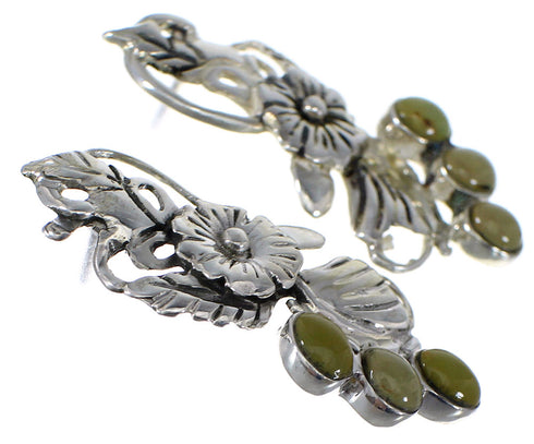 Genuine Sterling Silver Turquoise Flower Post Earrings AX49463