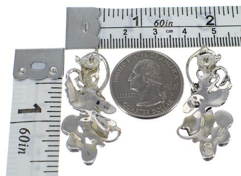 Genuine Sterling Silver Turquoise Flower Post Earrings AX49463