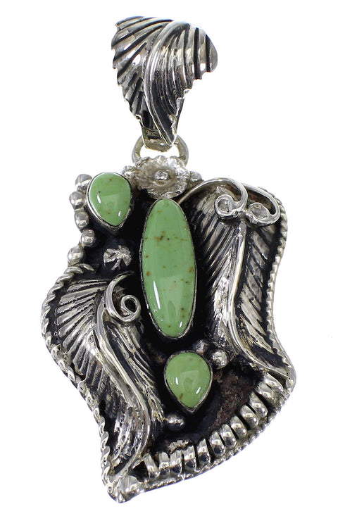 Sterling Silver Southwestern Turquoise Feather Pendant AX49626
