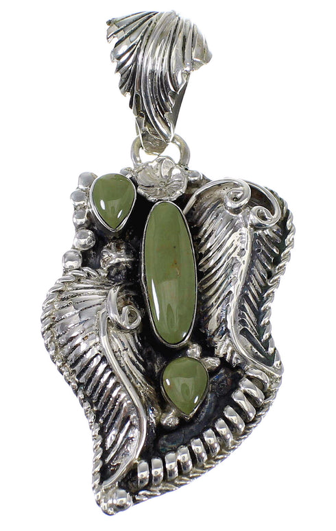 Silver Southwestern Turquoise Feather Pendant AX49632