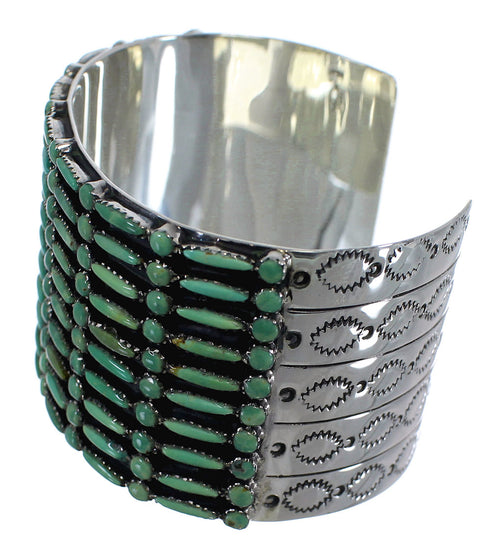 Turquoise Needlepoint Sterling Silver Sturdy Cuff Bracelet CX49555