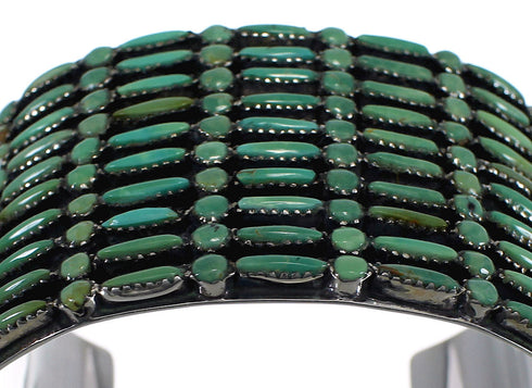 Turquoise Needlepoint Sterling Silver Sturdy Cuff Bracelet CX49555