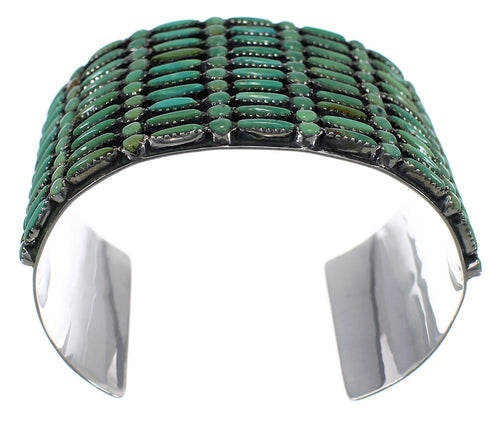 Turquoise Needlepoint Sterling Silver Sturdy Cuff Bracelet CX49555