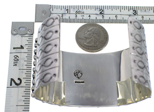 Turquoise Needlepoint Sterling Silver Sturdy Cuff Bracelet CX49555