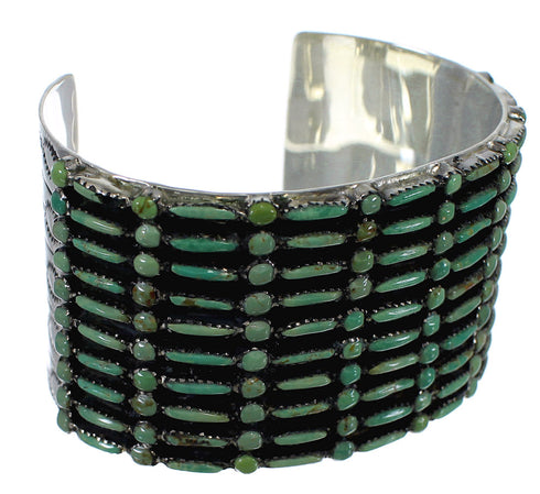 Needlepoint Turquoise Sturdy Sterling Silver Cuff Bracelet CX49557