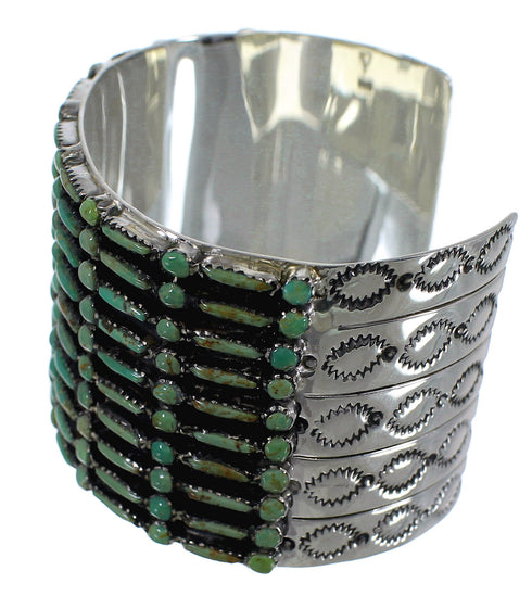 Needlepoint Turquoise Sturdy Sterling Silver Cuff Bracelet CX49557