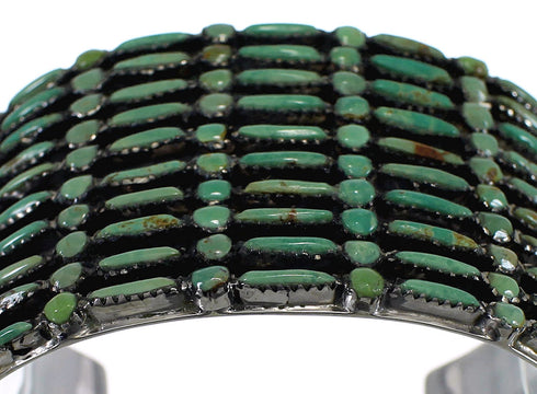 Needlepoint Turquoise Sturdy Sterling Silver Cuff Bracelet CX49557