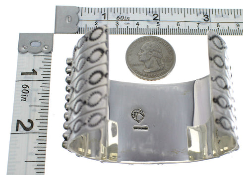 Needlepoint Turquoise Sturdy Sterling Silver Cuff Bracelet CX49557