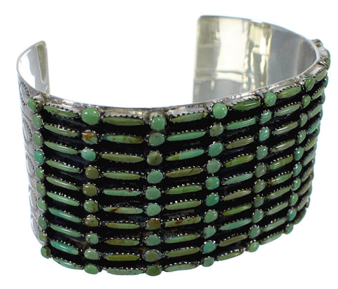 Needlepoint Turquoise Sterling Silver Heavy Cuff Bracelet CX49559