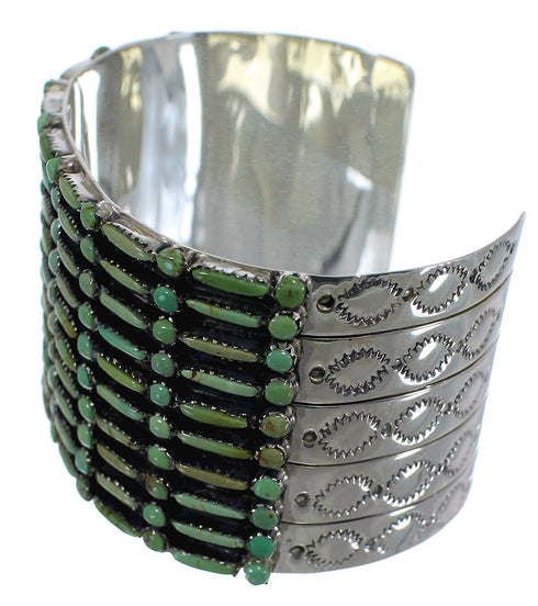 Needlepoint Turquoise Sterling Silver Heavy Cuff Bracelet CX49559