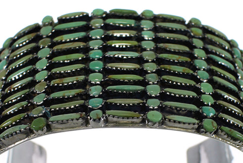 Needlepoint Turquoise Sterling Silver Heavy Cuff Bracelet CX49559