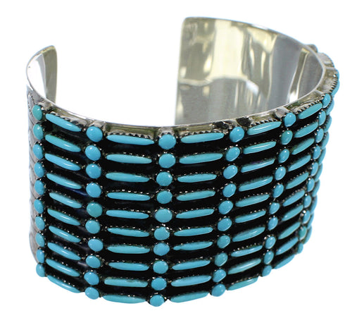 Turquoise Needlepoint Sterling Silver Well-Built Cuff Bracelet CX49565