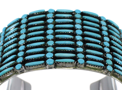 Turquoise Needlepoint Sterling Silver Well-Built Cuff Bracelet CX49565
