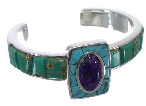 Southwest Multicolor Turquoise Sterling Silver Cuff Bracelet CX49627