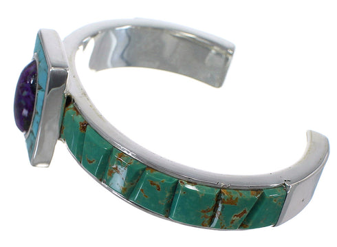 Southwest Multicolor Turquoise Sterling Silver Cuff Bracelet CX49627