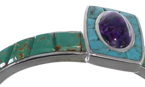Southwest Multicolor Turquoise Sterling Silver Cuff Bracelet CX49627