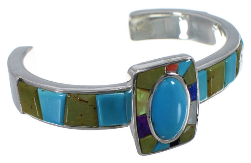 Southwest Multicolor Genuine Sterling Silver Cuff Bracelet CX49644