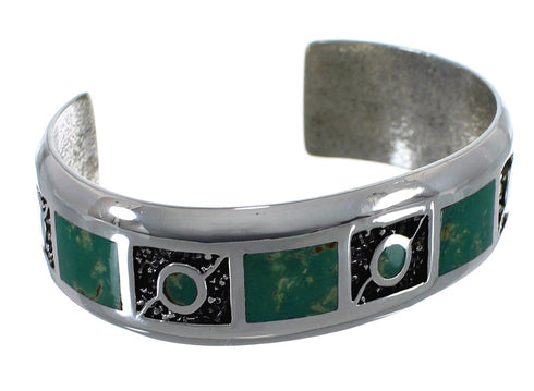 Southwest Genuine Sterling Silver Turquoise Cuff Bracelet CX49655